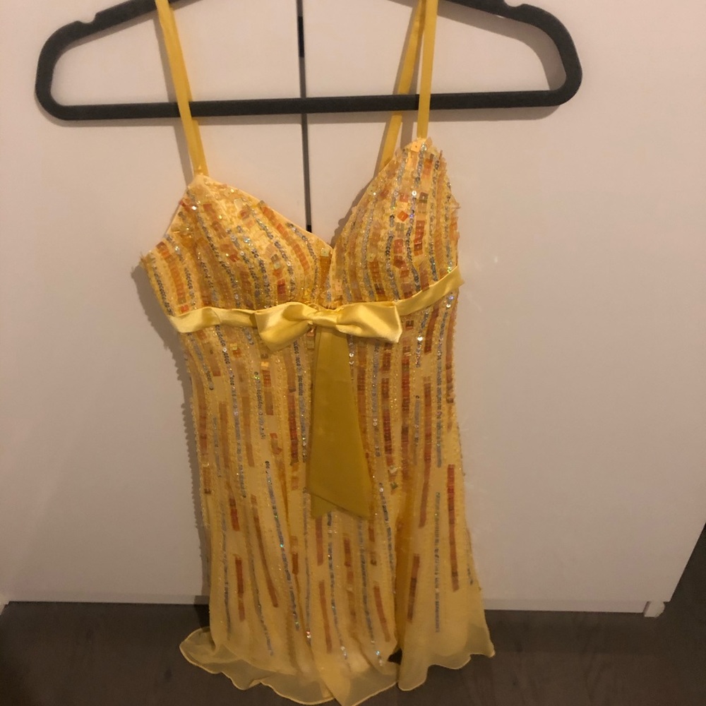 Yellow sequin dress